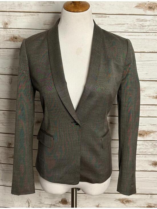 Ann Taylor Jackets & Blazers - Ann Taylor taupe/brown wool-blend tailored tuxedo-inspired blazer Size 8P